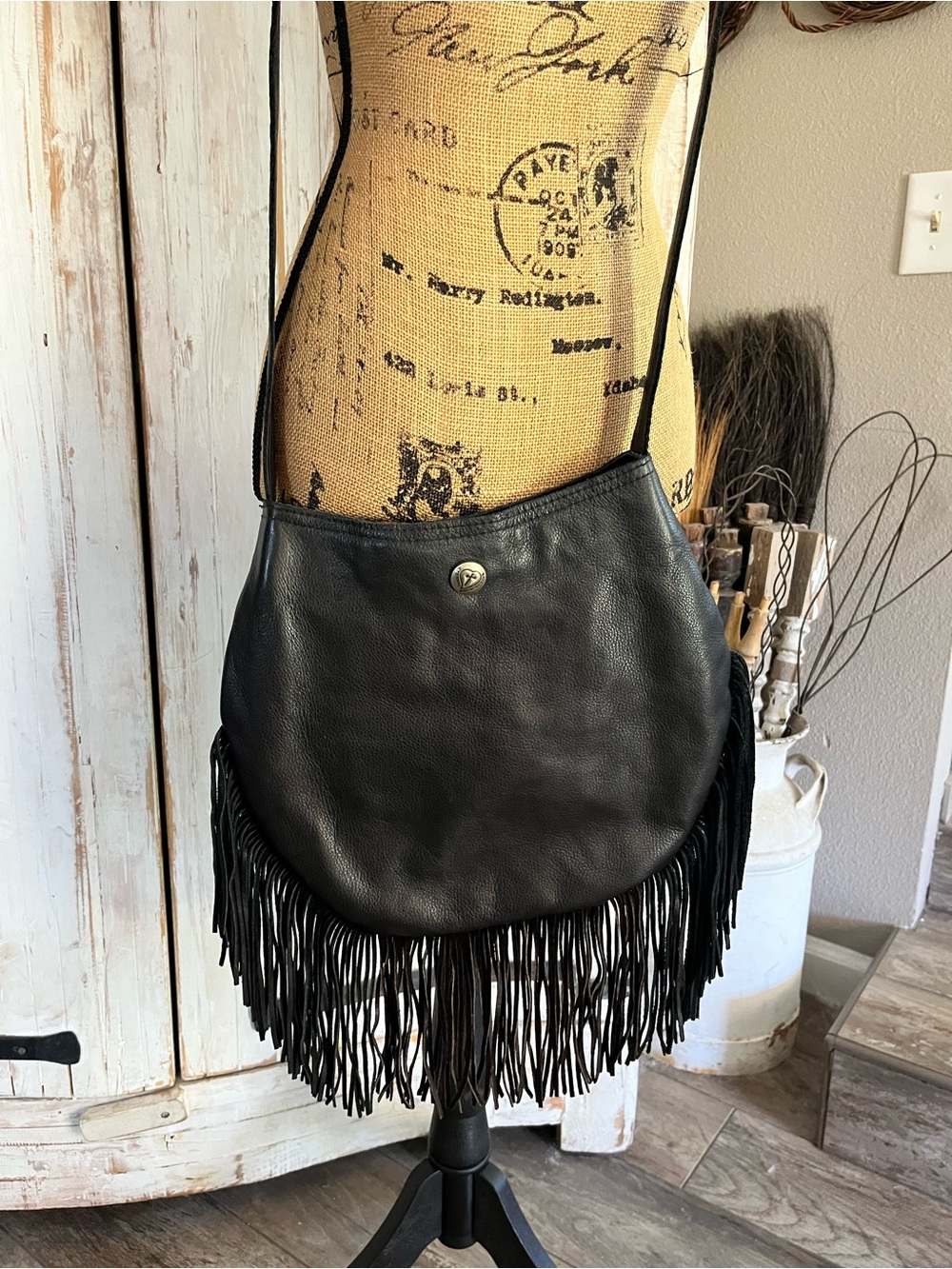 Eternal Perspective fringe leather buffalo prairie sling crossbody bag